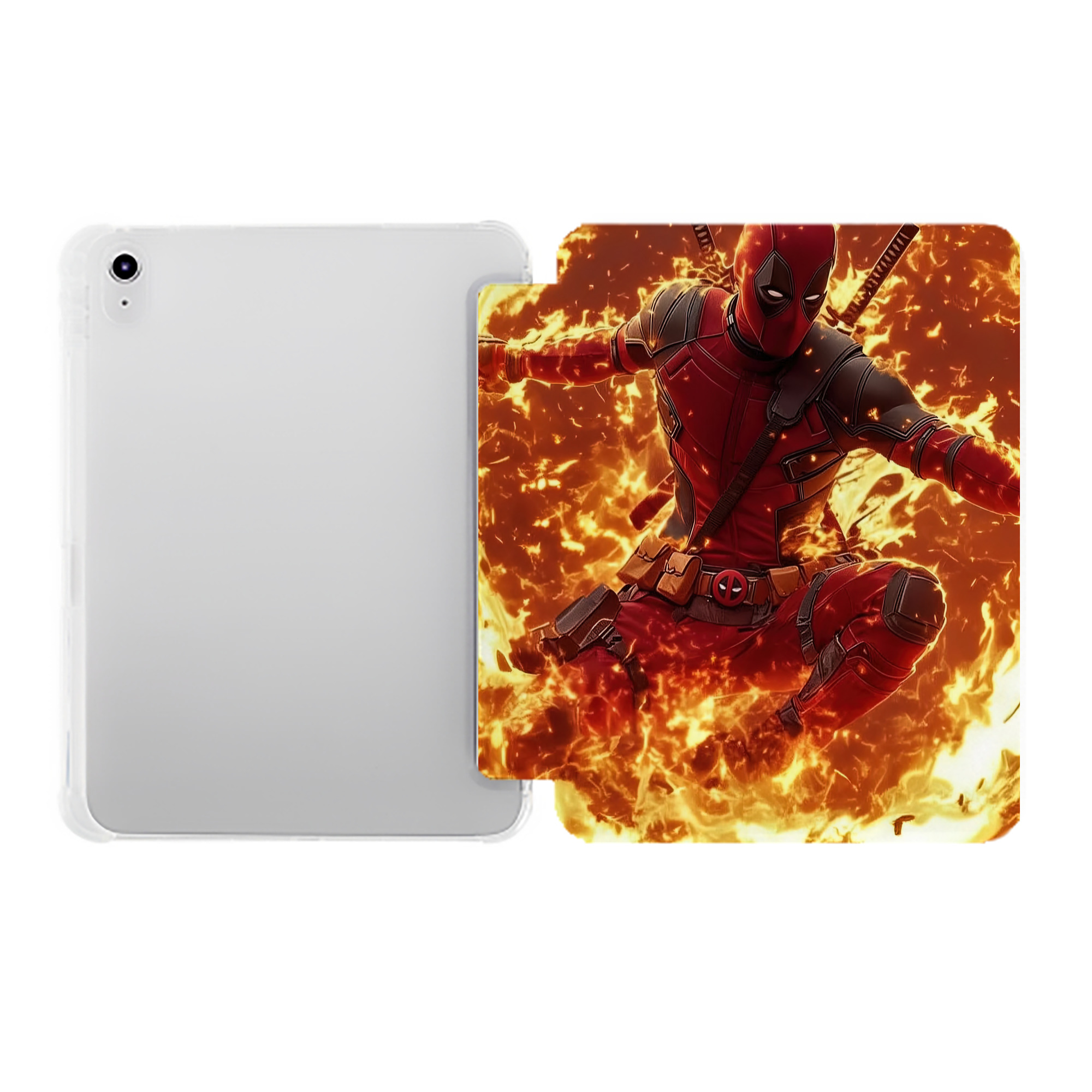 （画像用） Deadpool デッドプール IPad ケース ペン収納付き 三つ折りスタンド PUレザー×シリコン 対応機種9.5/10.5/10.9インチ